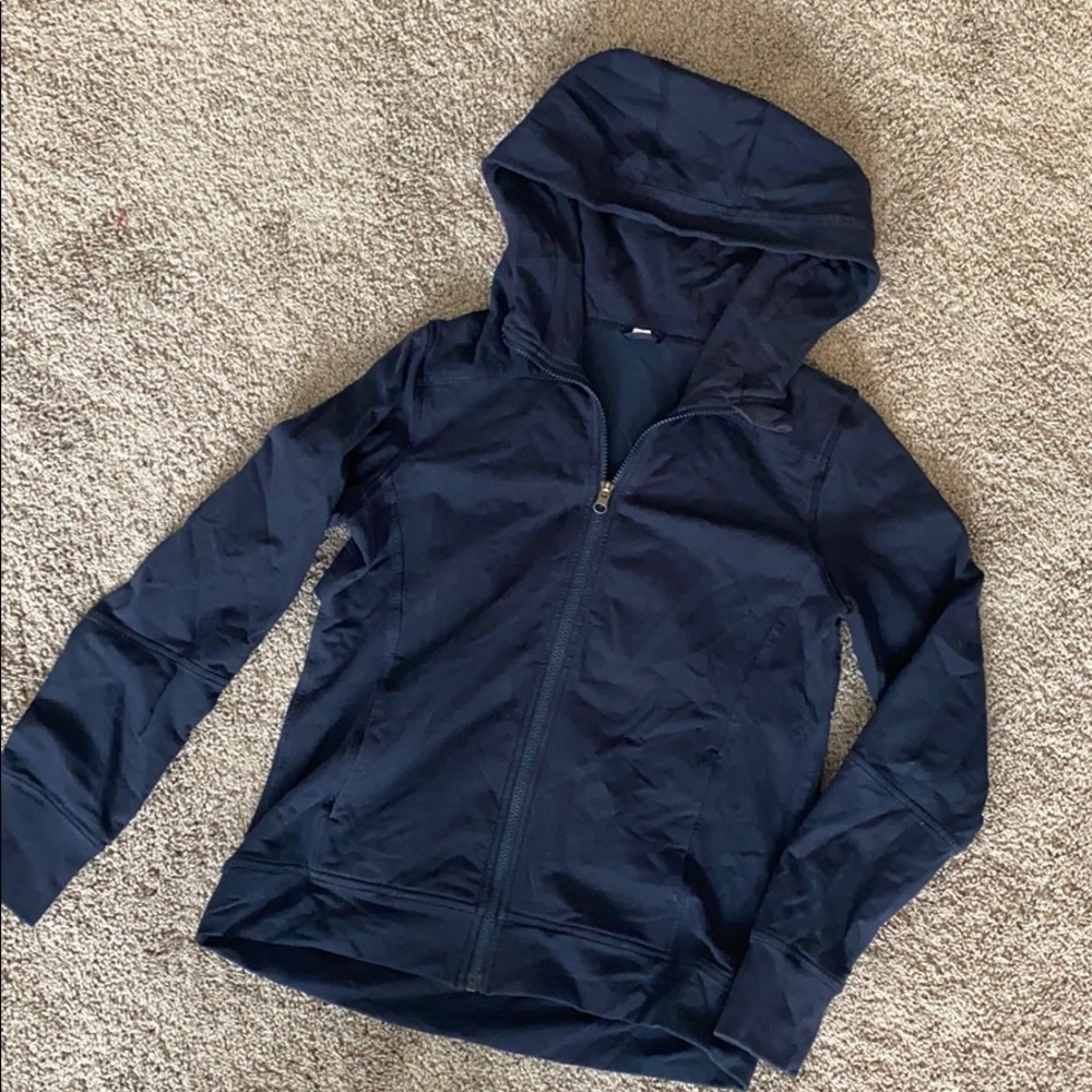 Navy blue Lululemon zip-up hoodie